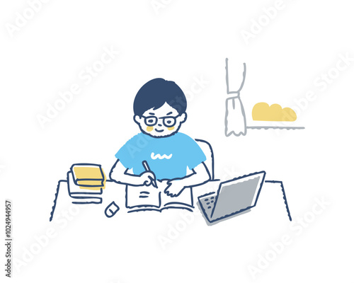 一生懸命に勉強をする男の子