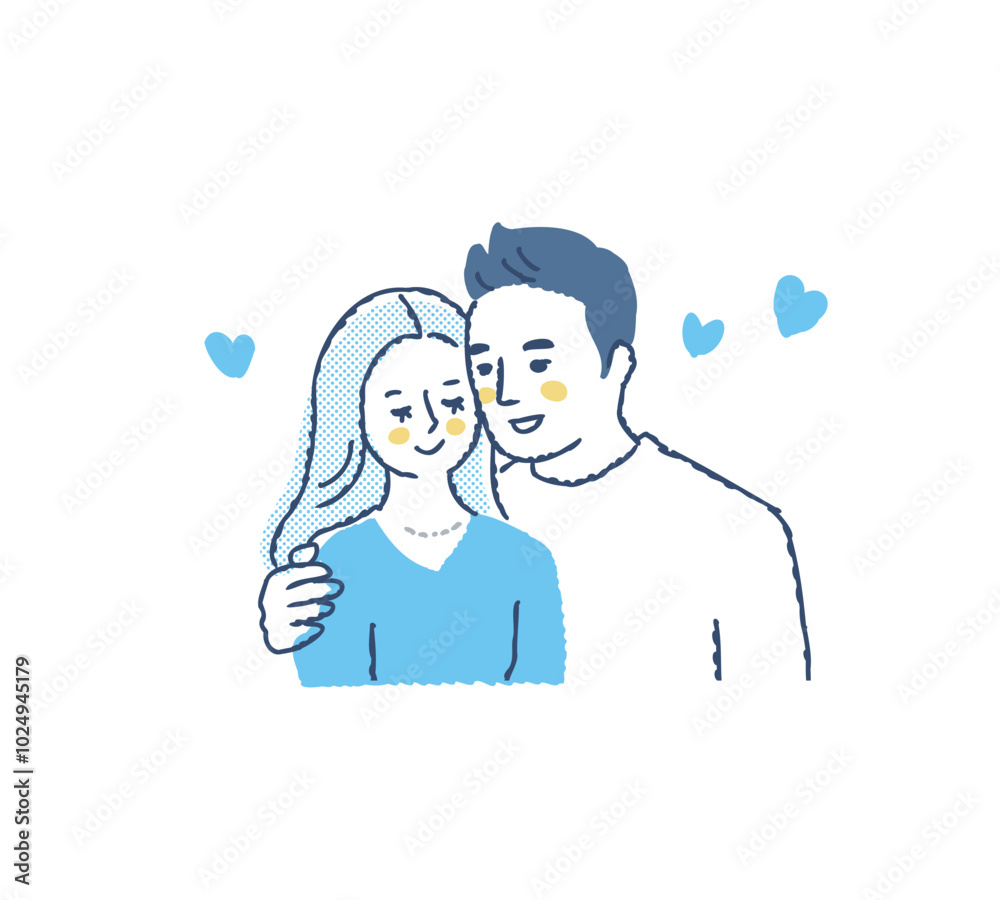 寄り添う若い男女 寄り添う若い男女