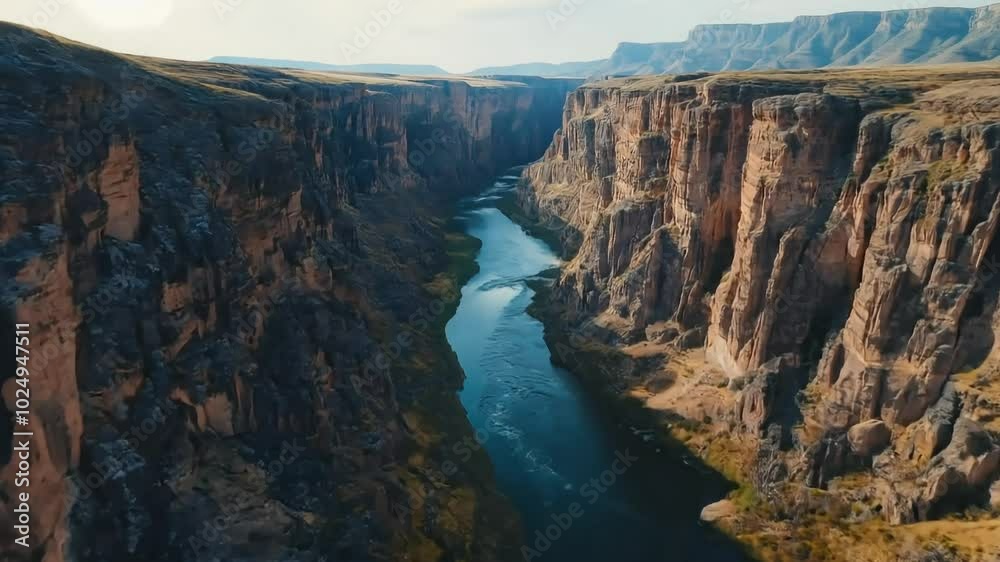 Aerial View of a River Flowing Through a Canyon Aerial View of a River Flowing Through a Canyon