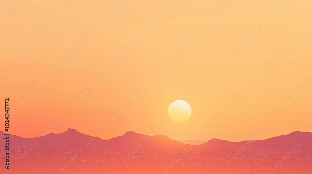 Serene Sunset over Majestic Mountain Landscape Serene Sunset over Majestic Mountain Landscape