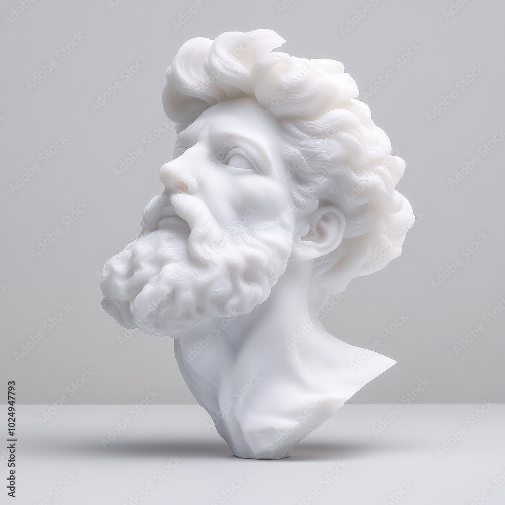 Detailed sculpture of a bearded man's head Detailed sculpture of a bearded man's head