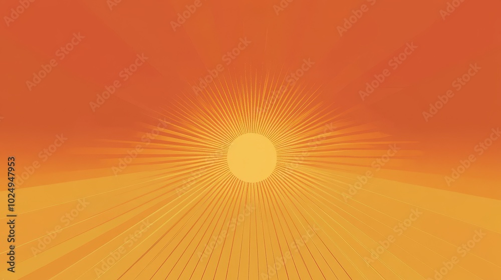 Fototapeta premium Vibrant Sunset Landscape with Radiant Sun