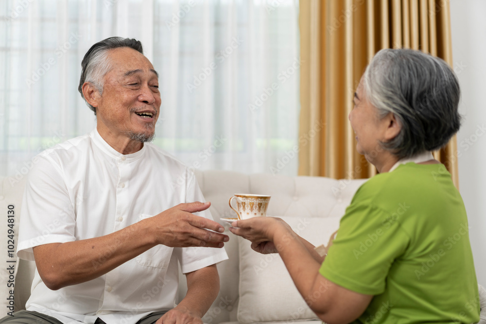 Senior Couple Sharing a Warm Moment with Coffee Senior Couple Sharing a Warm Moment with Coffee