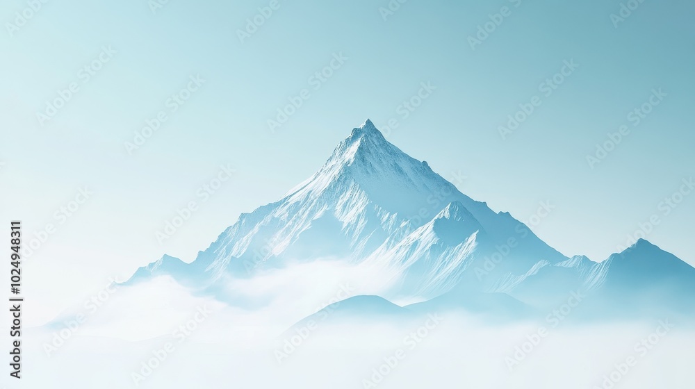 Majestic Peak Piercing Through the Misty Clouds Majestic Peak Piercing Through the Misty Clouds