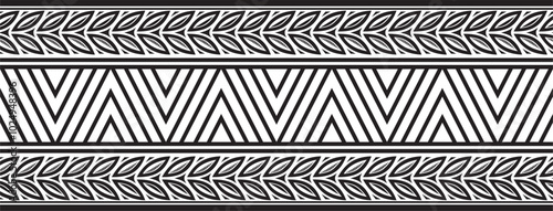 Vector monochrome black seamless Yakut ornament. Endless border, frame of the northern peoples of the Far East.