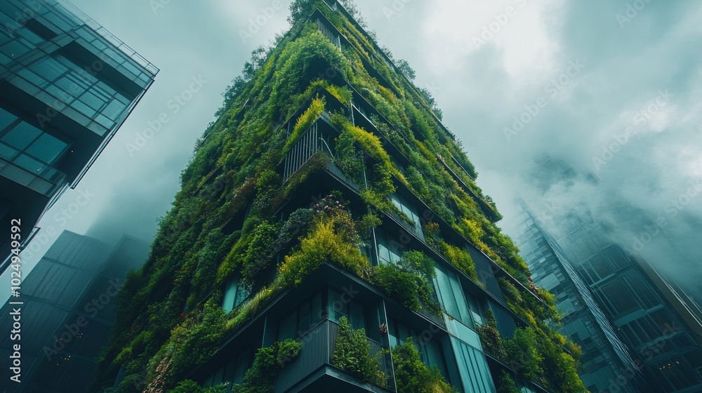 Urban Oasis, a contemporary skyscraper enveloped in a vibrant vertical garden, showcasing sustainability in architecture and design. Urban Oasis, a contemporary skyscraper enveloped in a vibrant vertical garden, showcasing sustainability in architecture and design.
