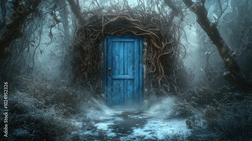  Blue Wooden Door as a Portal