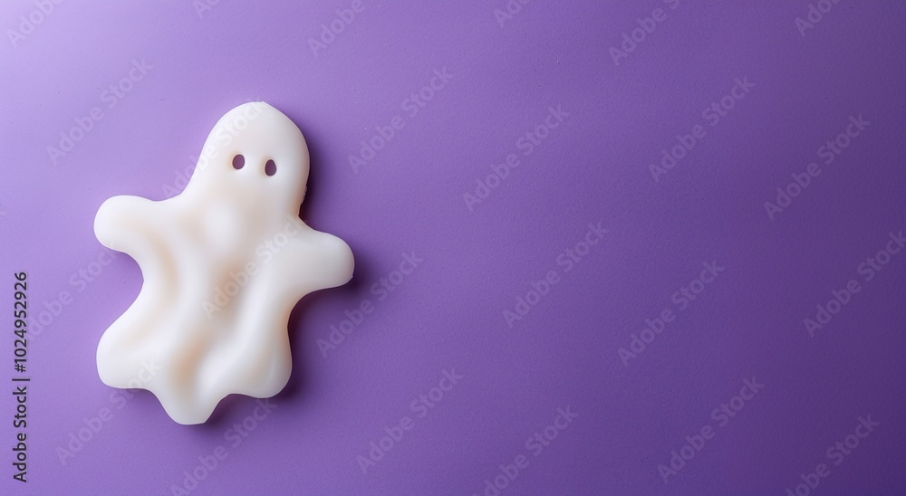 Ghost-shaped snack on purple backdrop for Halloween treat Ghost-shaped snack on purple backdrop for Halloween treat