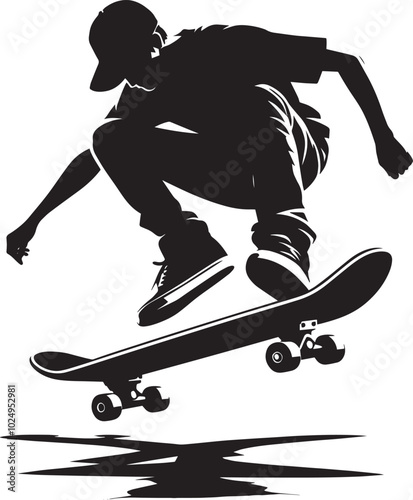 Skateboarding Silhouette illustration isolated on a white background