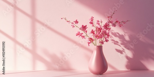 Pink Vase with Pink Flowers