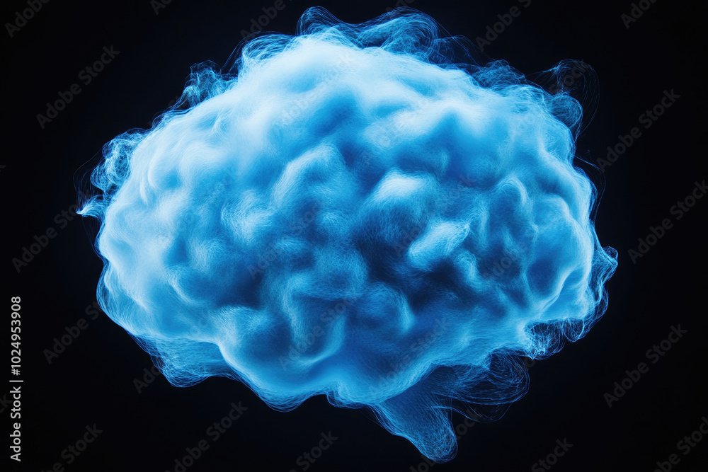 Digital Brain, a vibrant blue neural network representation, symbolizes advanced artificial intelligence and data-driven innovation.