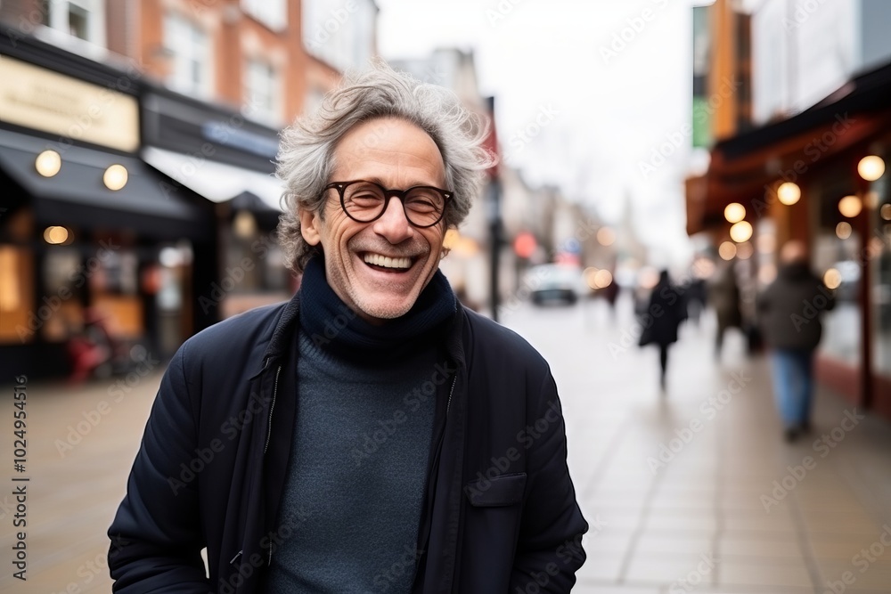 Portrait of a senior man walking in the city, wearing glasses. Portrait of a senior man walking in the city, wearing glasses.