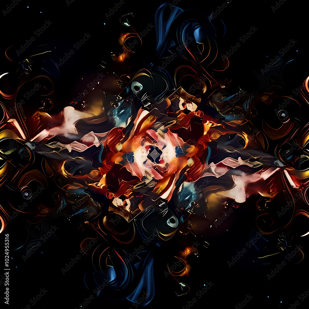 Abstract astronomical pattern surreal seamless pattern intergalactic repeatable texture mirrored effect Abstract astronomical pattern surreal seamless pattern intergalactic repeatable texture mirrored effect
