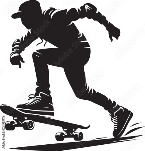 Skateboarding Silhouette illustration isolated on a white background