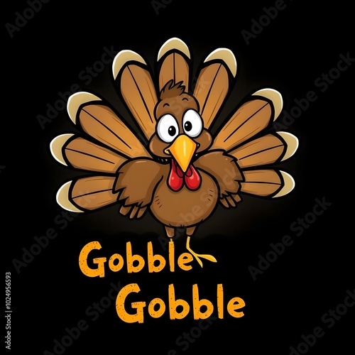 Funny Cartoon Thanksgiving Turkey and the Quote "Gobble Gobble"