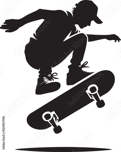 Skateboarding Silhouette illustration isolated on a white background