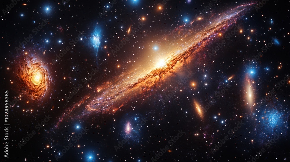 A stunning depiction of a spiral galaxy amidst cosmic surroundings. A stunning depiction of a spiral galaxy amidst cosmic surroundings.