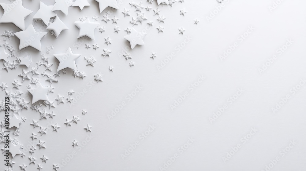 Minimalist Starry Night: Elegant White Paper Stars in Monochrome Minimalist Starry Night: Elegant White Paper Stars in Monochrome