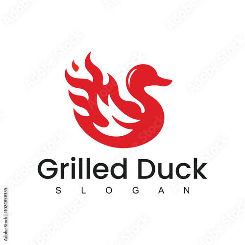 Grilled Duck logo design culinary label template idea