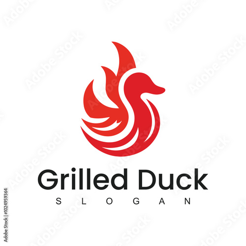 Grilled Duck logo design culinary label template idea