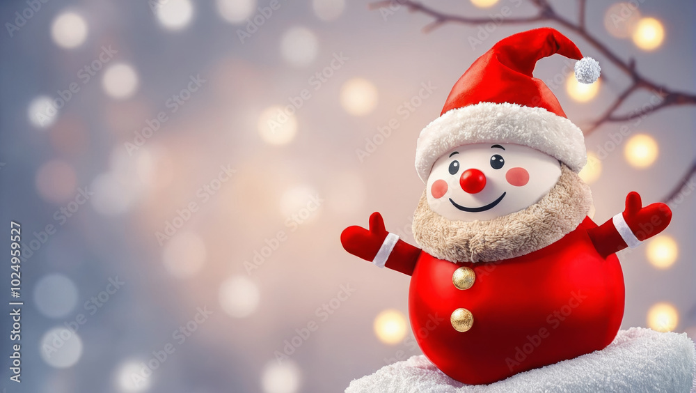 Christmas card with little Snowman toy Christmas card with little Snowman toy
