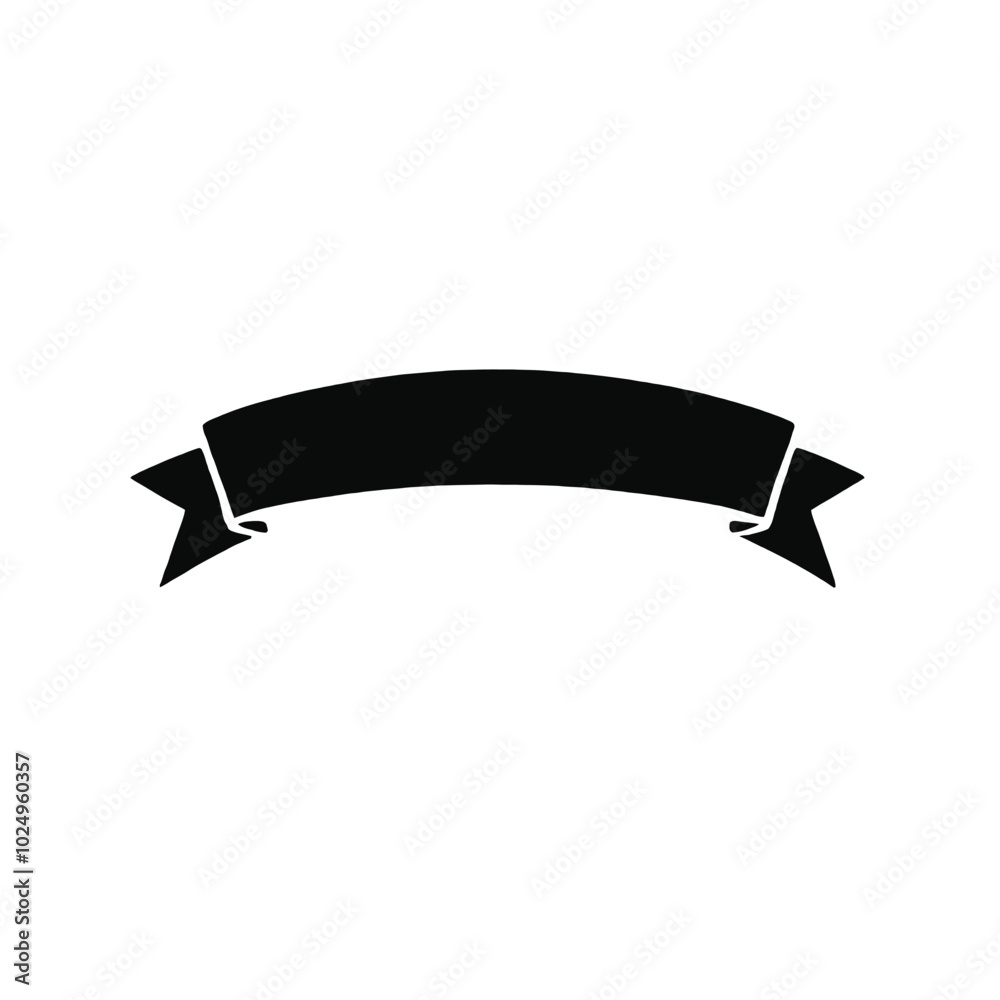 A silhouette of black ribbon banner A silhouette of black ribbon banner