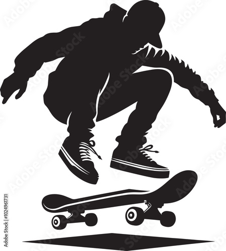 Skateboarding Silhouette illustration isolated on a white background