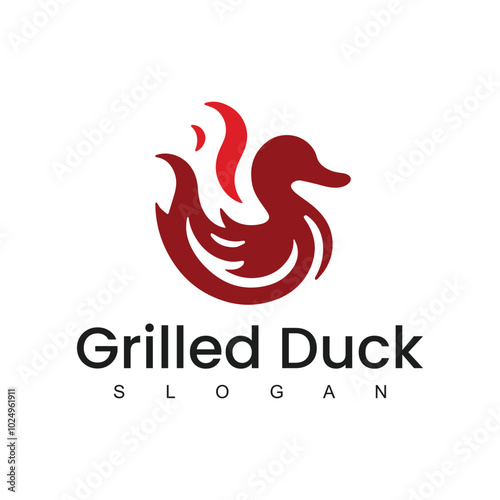 Grilled Duck logo design culinary label template idea