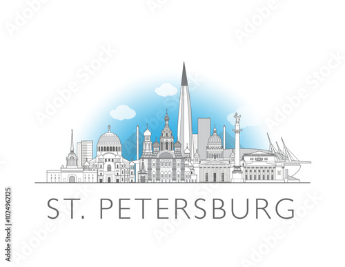 St. Petersburg skyline cityscape illustration