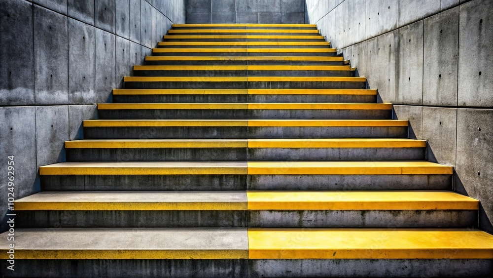 Sturdy concrete stairs with black and yellow color Sturdy concrete stairs with black and yellow color