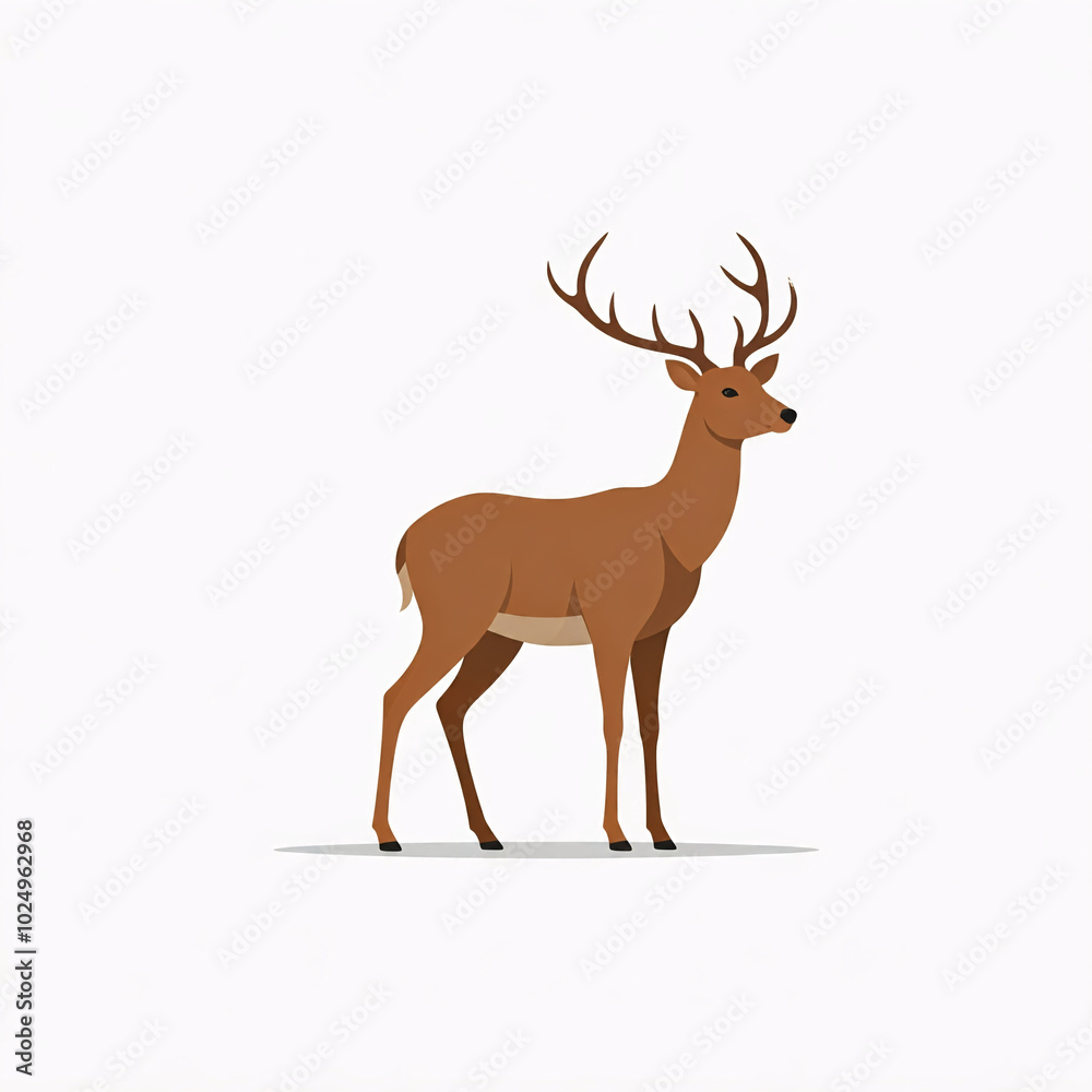 Fototapeta premium brown deer standing on a white background
