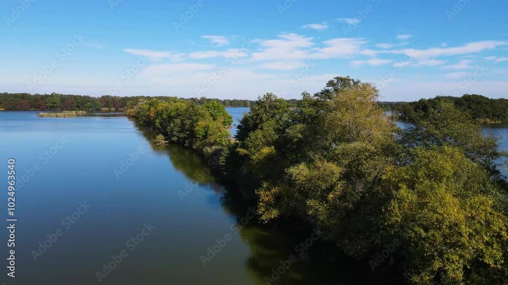 Fish farming lakes drone view Nowe Grodzisko Landscape Park Poland Fish farming lakes drone view Nowe Grodzisko Landscape Park Poland