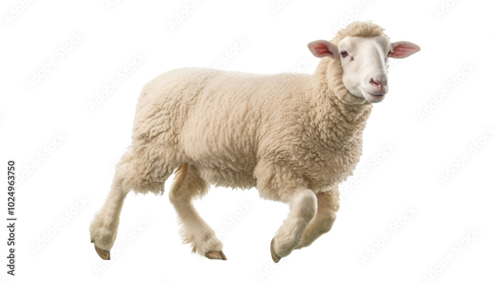 Fototapeta premium sheep jumping isolated on transparent background cutout