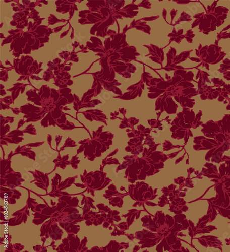botanical floral vector seamless pattern with roses herbs and leaves big set background with flowers