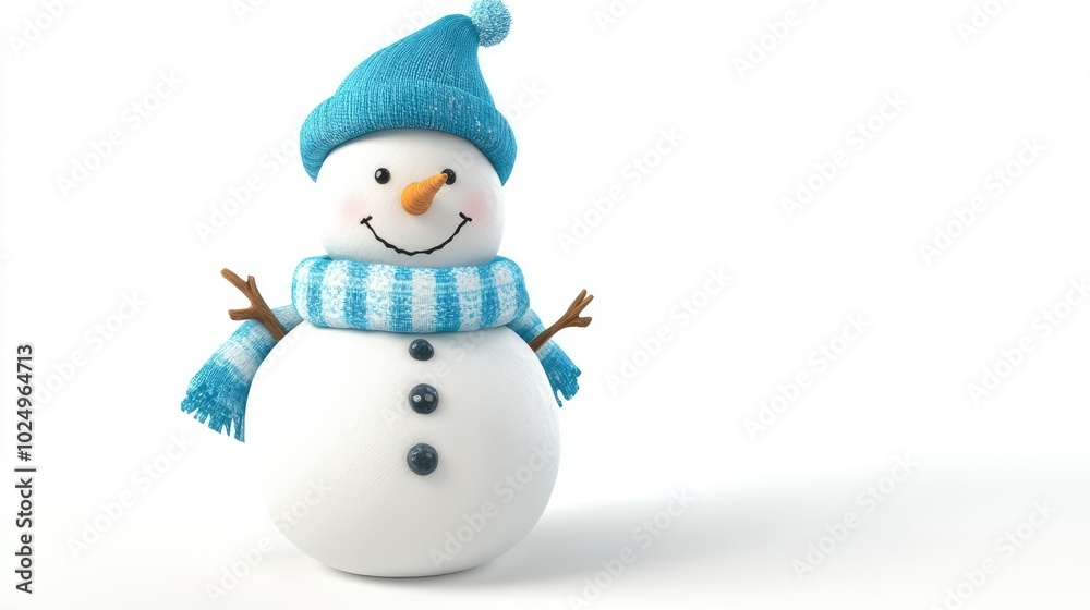 3D Render of a Snowman Sculpture on White Background. AI generated illustration. 3D Render of a Snowman Sculpture on White Background. AI generated illustration.