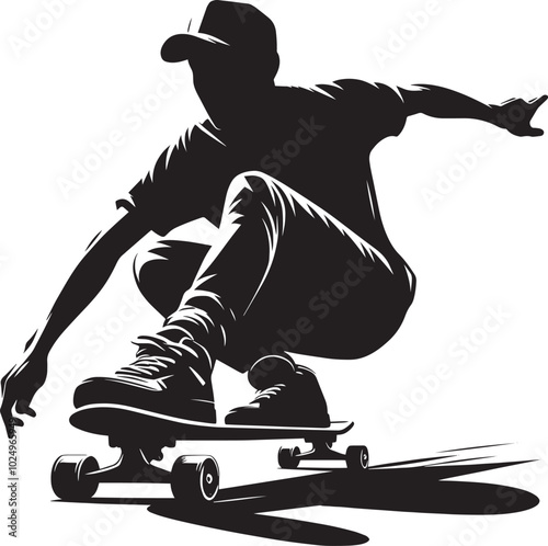 Skateboarding Silhouette illustration isolated on a white background