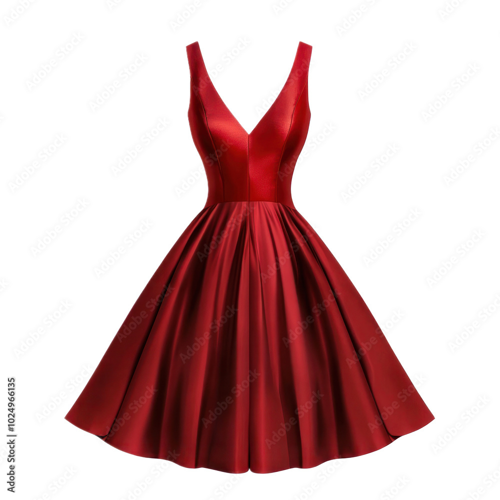Obraz premium Elegant cocktail dress with a fitted bodice and flared skirt, perfect for evening events or parties. isolated on transparency background