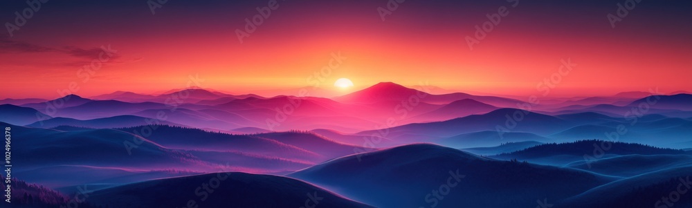 Mountains with a sunset in the background Mountains with a sunset in the background