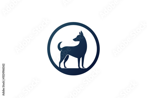 a minimalist natural logo vector art illustration with a dog Logo circl F.eps photo