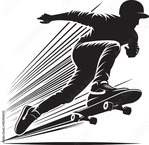Skateboarding Silhouette illustration isolated on a white background