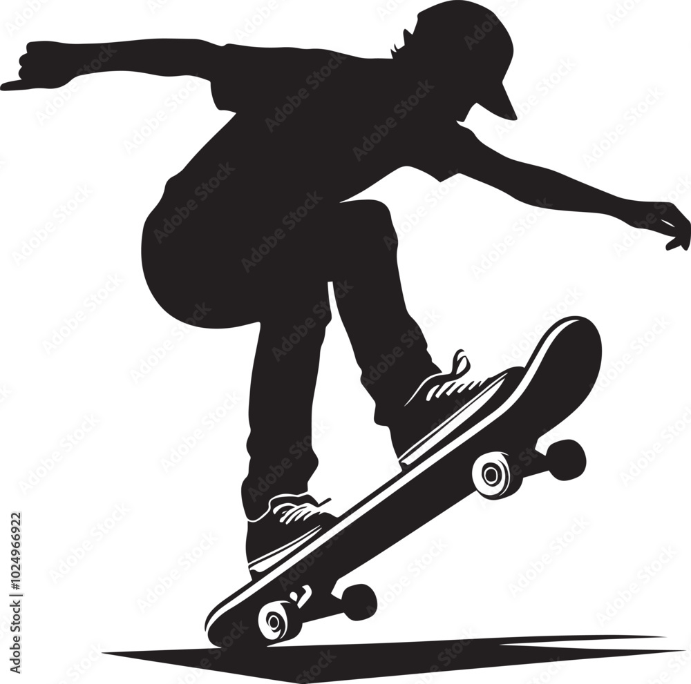 Skateboarding Silhouette illustration isolated on a white background Skateboarding Silhouette illustration isolated on a white background