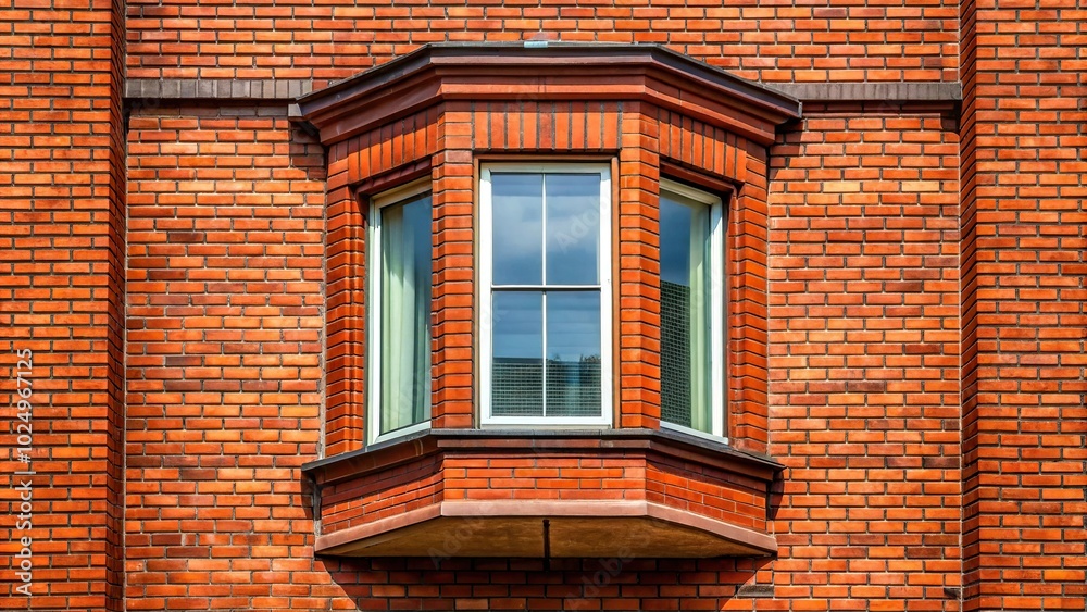 Fototapeta premium Silhouette of bay window on second floor of red brick building