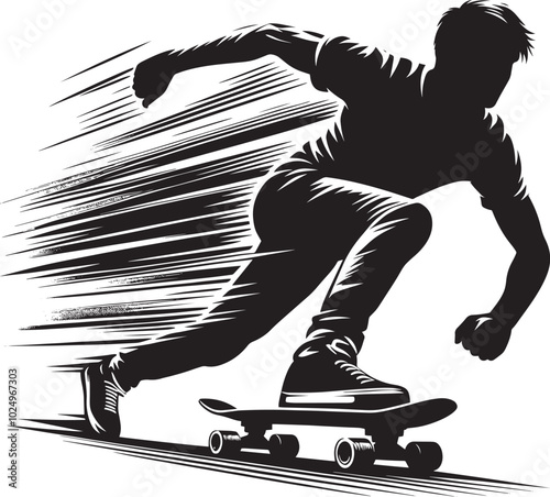 Skateboarding Silhouette illustration isolated on a white background
