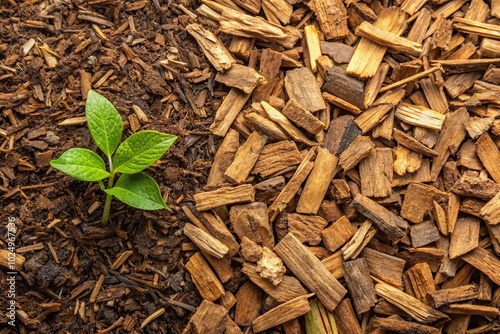 Sustainable farming with recycled wood chips from tree bark mulching