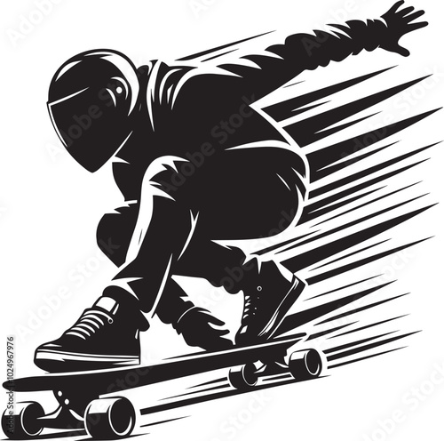 Skateboarding Silhouette illustration isolated on a white background