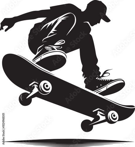 Skateboarding Silhouette illustration isolated on a white background