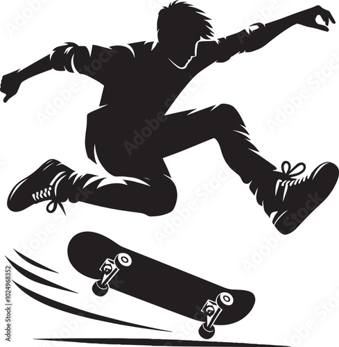 Skateboarding Silhouette illustration isolated on a white background