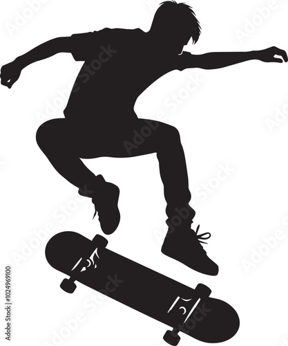 Skateboarding Silhouette illustration isolated on a white background