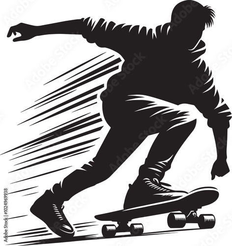 Skateboarding Silhouette illustration isolated on a white background