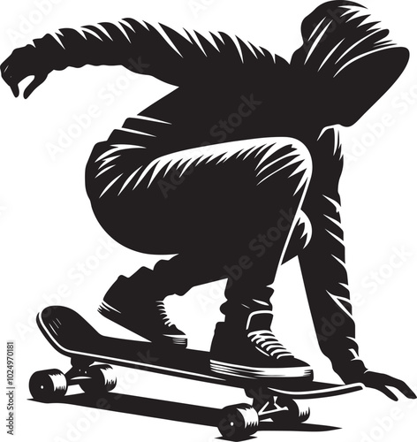 Skateboarding Silhouette illustration isolated on a white background